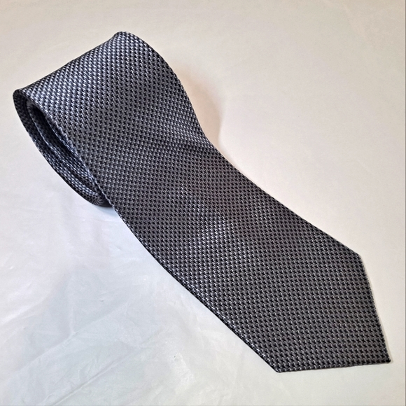 Bruno Piattelli Roma 💯 Woven Silk Men's Necktie 57-60" x 3.25" Gray and Black - Picture 4 of 9
